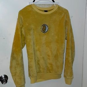 Burnt yellow, fluffy sun and moon sweater